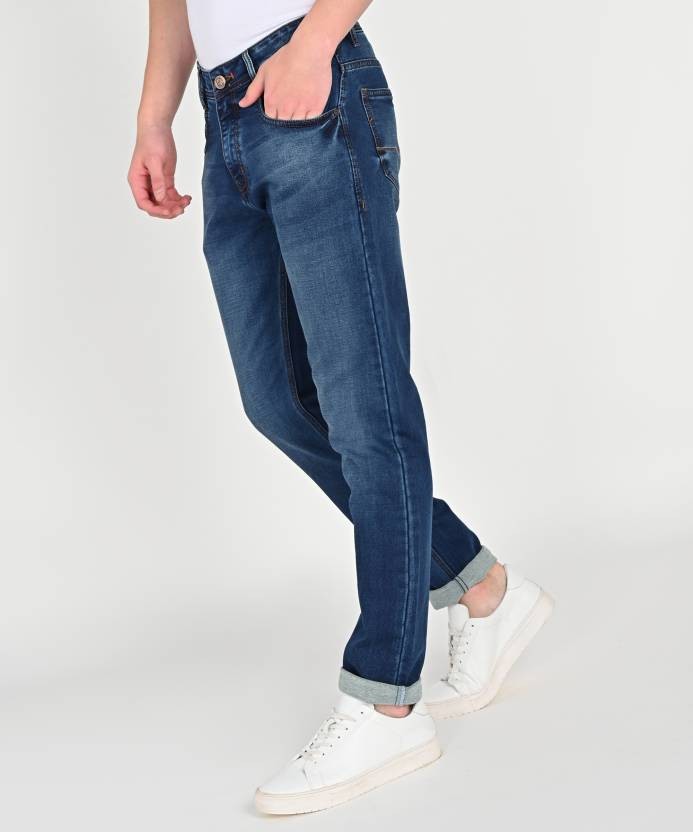 Men Slim Mid Rise Blue Jeans