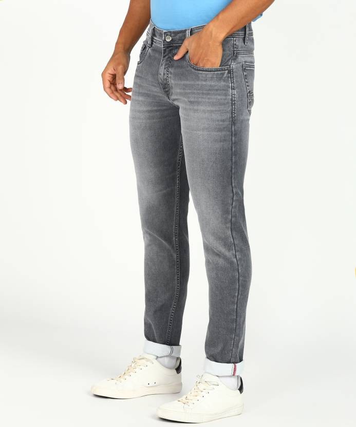 Men Slim Mid Rise Grey Jeans