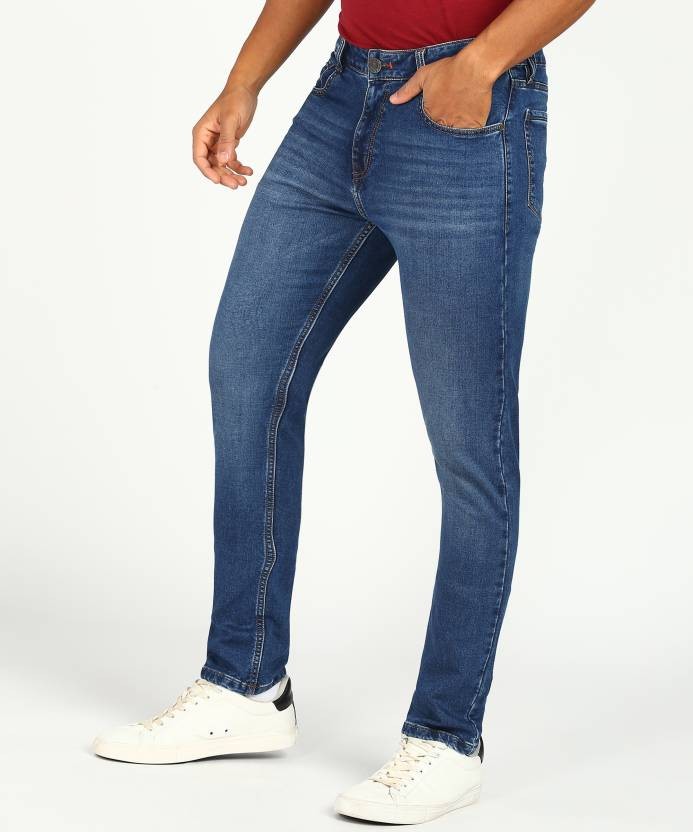 Men Slim Mid Rise Blue Jeans