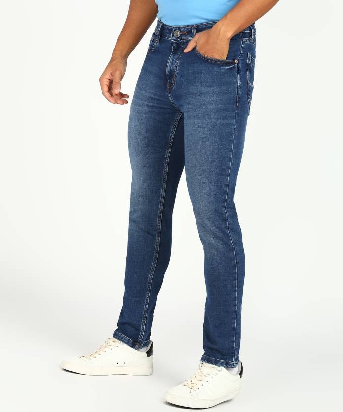 Men Slim Mid Rise Blue Jeans