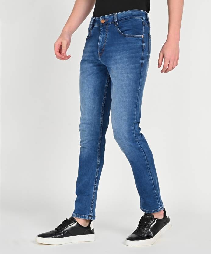 Men Skinny Mid Rise Blue Jeans