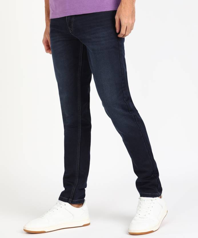 Men Slim Mid Rise Blue Jeans