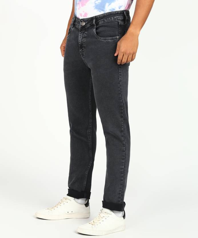 Men Slim Mid Rise Dark Grey Jeans