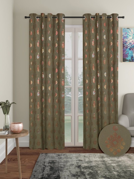 Aura 2 Pieces Ethnic Print Room Darkening Door Curtain