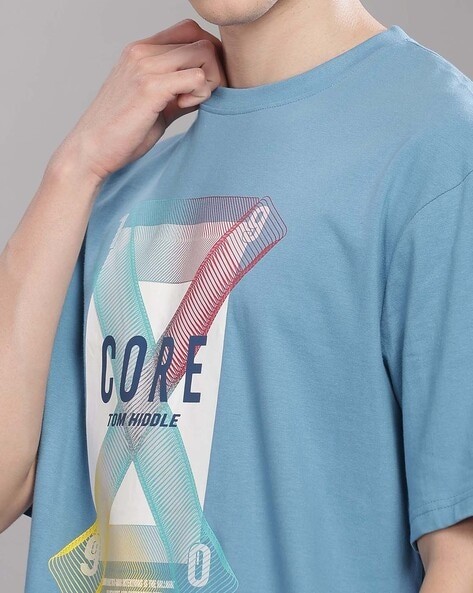 TOM HIDDLE Graphic Print Crew-Neck T-Shirt