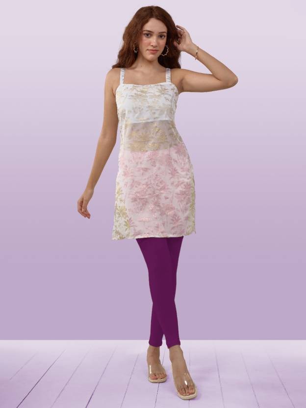 Lyra Ankle Length Ethnic Wear Legging  (Purple, Solid)