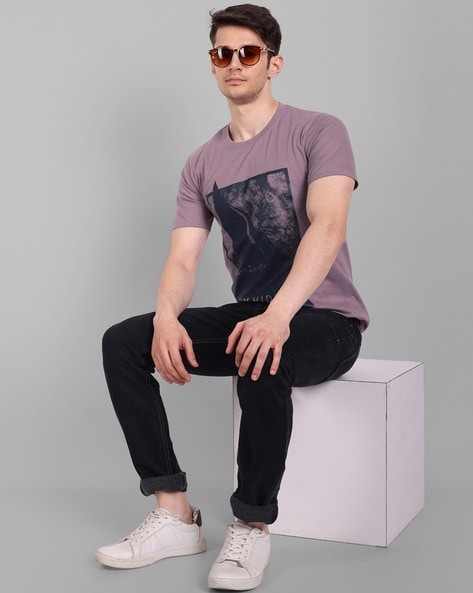 TOM HIDDLE Graphic Print Round-Neck Slim Fit T-Shirt