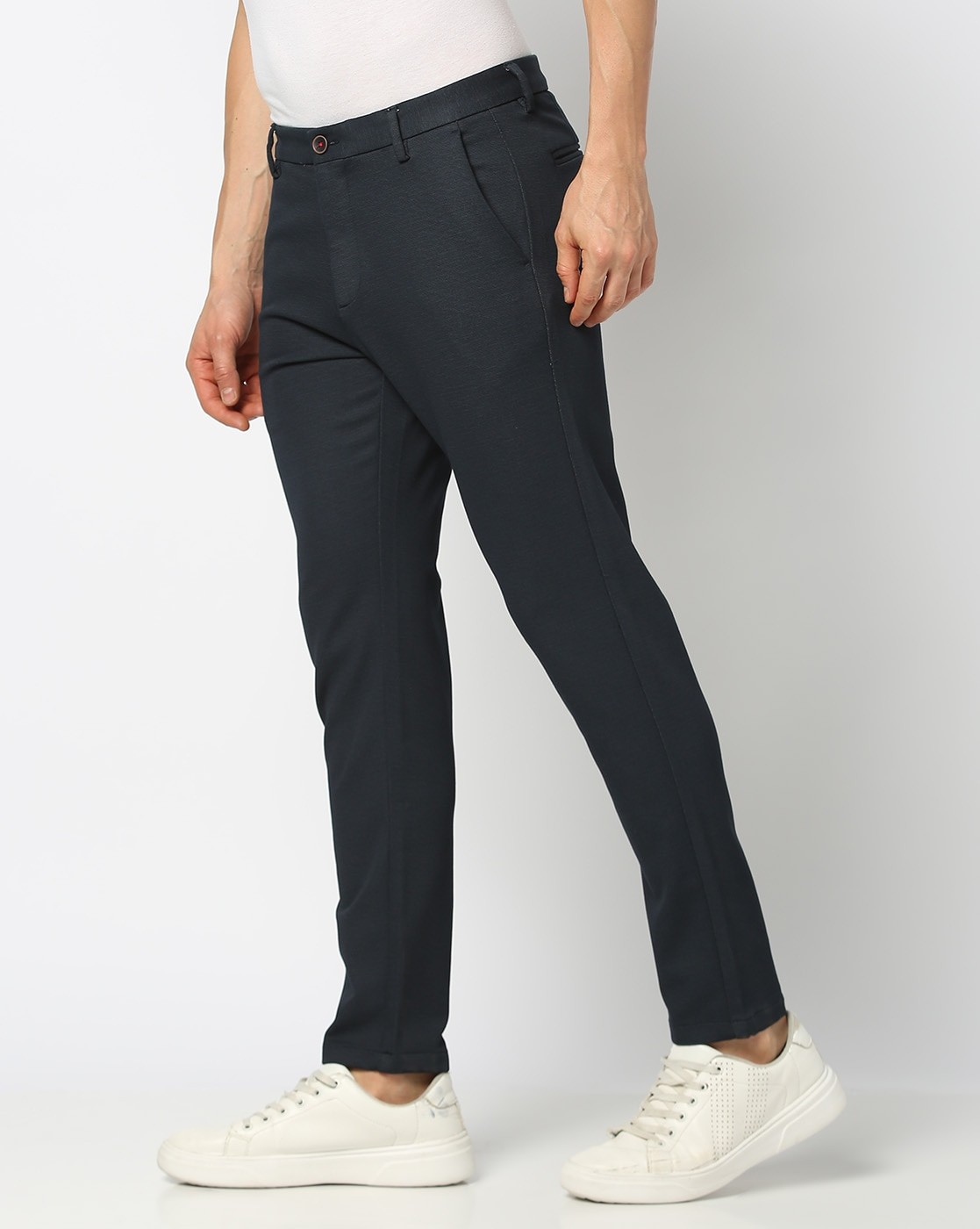 Men Slim Fit Flat-Front Chinos