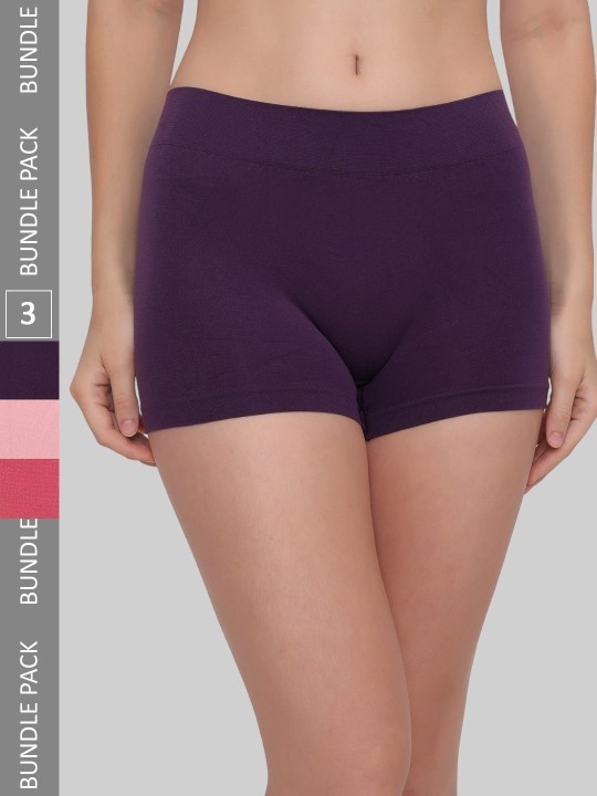 PLUMBURY Pack Of 3 Seamless Anti Microbial Boyshorts Briefs